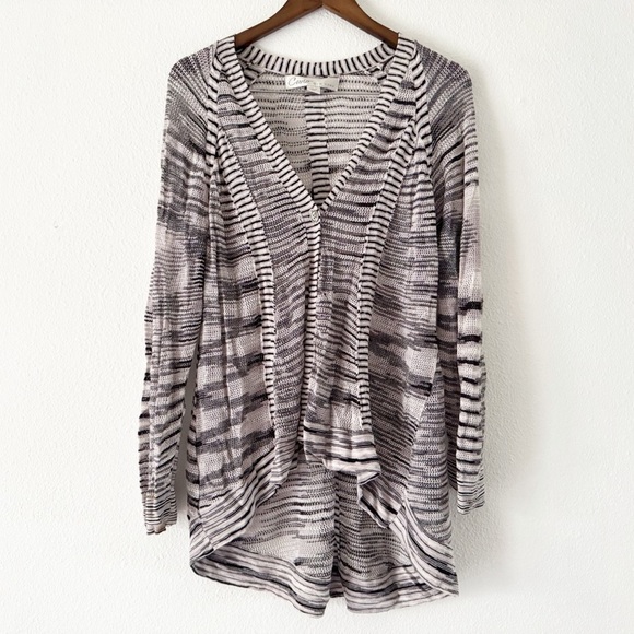 Curio Sweaters - Curio NY Cardigan Open Textured Knit Relaxed Long Sweater Ribbed Hem Modern XL